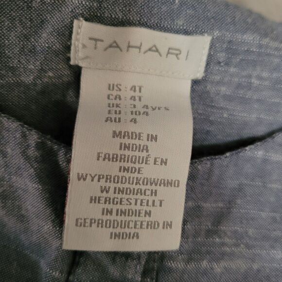 Tahari Girls Chambray Button Front Dress Size 4T Ruffled Sleeves - Picture 7 of 10